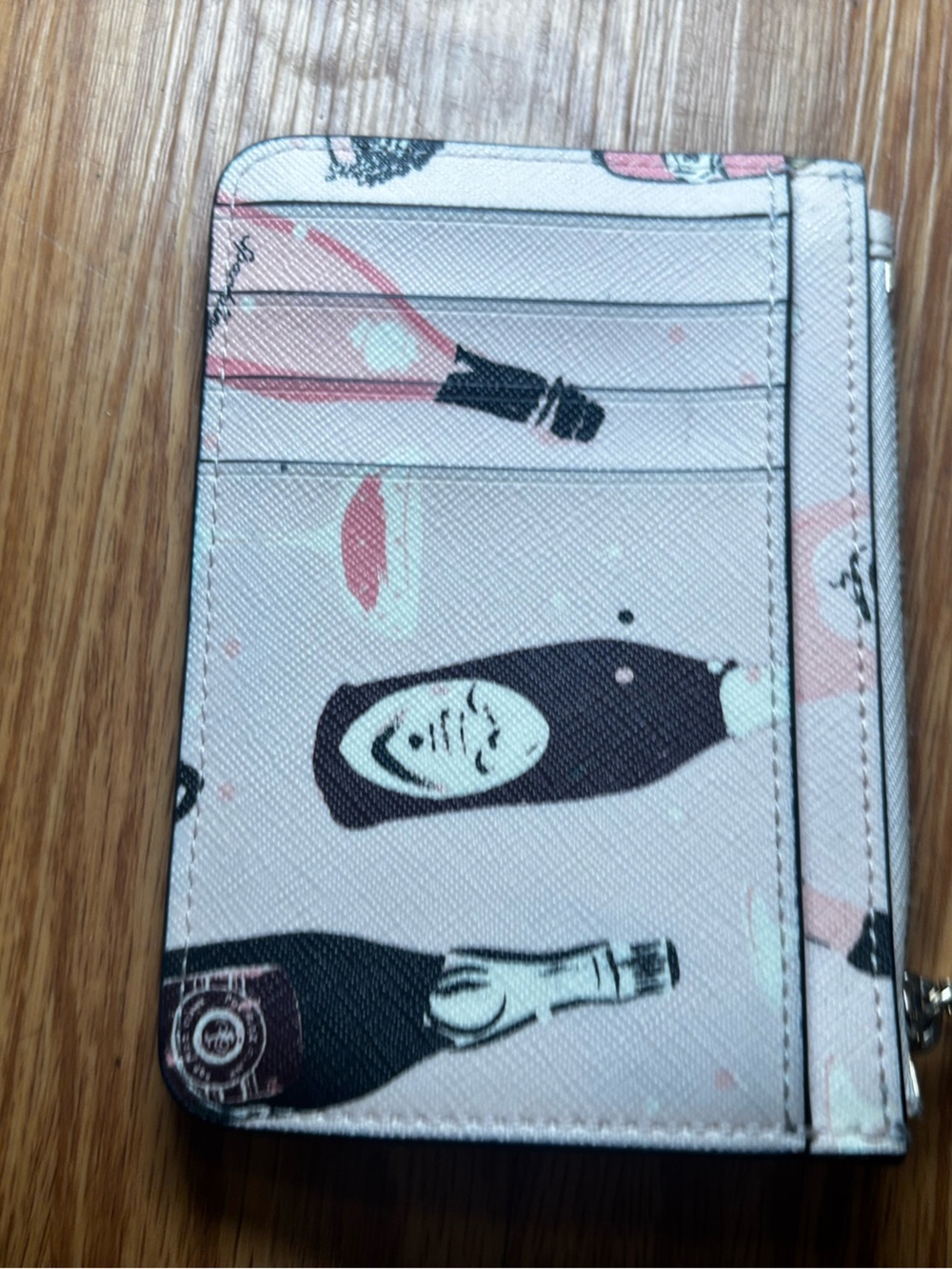 kate spade Pink Printed Card Wallet with Bottle Motif